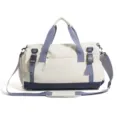 Large capacity travel duffel bag for men, outdoor sports fitness bag and casual luggage handbag. - White & Blue Colorblock Without Logo