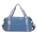 Large capacity blue leopard print travel duffel bag waterproof gym bag for sports outdoor - Blue