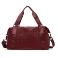 Large capacity leopard print travel duffel bag waterproof gym bag for women and short trips - Burgundy