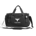 Black large capacity sports duffel bag for gym travel and outdoor fitness with adjustable straps. - Black (With Label)