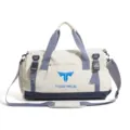 Beige and navy blue large capacity duffel travel bag gym sports luggage for men - White & Blue Colorblock With Logo