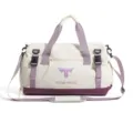 Large capacity travel duffel bag fitness sports bag with shoulder strap and durable buckles. - White & Purple Colorblock With Logo