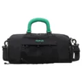 Black dry-wet separation gym fitness duffel bag with green handle and adjustable strap. - Black