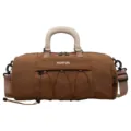 Large capacity brown fitness gym bag for travel, dry wet separation yoga sport messenger bag. - Khaki