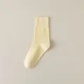 Women solid color crew combed cotton socks spring summer thin breathable basic hosiery main view - One Size / Yellow