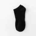 Men's solid black short cotton socks comfortable breathable ankle socks casual wear - One Size / Black Low Cut Socks