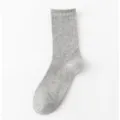 Men grey cotton crew socks ribbed breathable casual long sports socks spring summer wear - One Size / Gray Long Socks