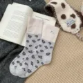 Autumn winter thick wool leopard print women socks Korean style vintage slouchy thermal socks main - Gray
