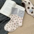 Korean style contrast color leopard print wool winter socks soft warm vintage mid tube socks - Beige
