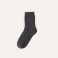 Thick winter wool socks for men and women, solid color casual thermal mid-tube loop socks. - No Belly Band Style / Dark Gray