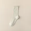 Chaussettes mi-hautes à volants pois style japonais mignon coton décontracté vue principale - Gris avec Dentelle