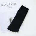 Men black five-toe socks, pure cotton solid color split-toe breathable casual short socks. - Black