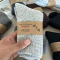 Calzini in lana spessa per uomo e donna, tinta unita casual spugna caldi invernali. - Con Fascia di Carta / Grigio chiaro