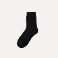 Men's thick wool winter warm socks solid color casual loop knit mid tube main view product - No Belly Band Style / Black