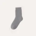 Solid grey winter wool socks for men and women, thick thermal mid tube terry socks main view - No Belly Band Style / Light Gray