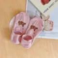 Chaussettes invisibles en coton rose pour femmes, motif d'ours mignon chaussures basses. - Taille Unique (Emballage Individuel) / Rose