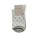 Women cotton mid-tube socks featuring cute black polka dots and stylish rolled cuffs for daily wear. - One Size / Beige Grey