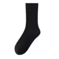 Classic black mid-calf socks for women, solid color cotton casual daily wear essential item. - One Size (Fit Size 36-41) / Black