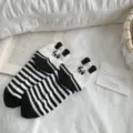 2025 nuove calze di cotone carine stile giapponese ins panda cartone animato donna - Taglia unica / Nero