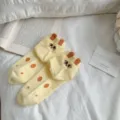 Simpatici calzini a tubo medio giapponesi con ricamo di animali e cotone morbido. - Taglia unica / Giallo