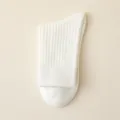 Classic white ribbed cotton crew socks for men, breathable casual business dress socks. - One Size / White