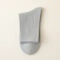 Classic men's ribbed crew socks in light gray, comfortable cotton for daily casual wear and sports. - One Size / Light Gray
