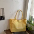 Μεγάλη κίτρινη υφασμάτινη τσάντα tote για γυναίκες, καθημερινή casual τσάντα ώμου. - Κίτρινο