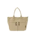 Beige τσάντα καμβά tote, ευέλικτη casual τσάντα με διπλές μπροστινές τσέπες φερμουάρ. - Χακί