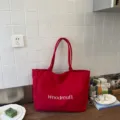Κόκκινη Τσάντα Tote Καμβά Μεγάλη Χωρητικότητα Casual Τσάντα Ωμού για Γυναίκες - Κόκκινο