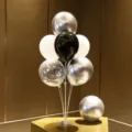 Black silver balloon table stand kit set birthday party classroom celebration decor - Table Float 89 (Black White Silver Sequin Combo) / Table Stand + Balloon Combo