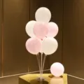 Balloon table centerpiece kit detail, pink and white latex balloons with stand for party decor - Table Float 109 (Pink White Combo) / Table Stand + Balloon Combo