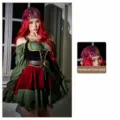 Vintage pirate captain costume dress set for women Halloween stage performance party event. - 2XL / Dresses / Dress + Belt + Headwrap