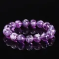 Natural purple quartz bead bracelet, stylish rabbit hair crystal variant for women. - 3A Natural Purple Rabbit Hair Crystal Bracelet / 7-8mm Round Bead / Purple