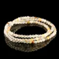 Natural colorful rutilated quartz multi-layer bracelet fashion crystal round bead item. - Natural Yellow Rabbit Hair Crystal Multi-Loop Bracelet / 3mm Ball / Yellow