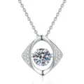 Zilveren moissaniet dansende steen ketting geometrische hanger glanzende sieraden item voor vrouwen - 925 zilver / D Kleur Witte Moissaniet (1 Karaat)
