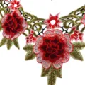 Ethno-Stil bestickte Spitzenkragen Applikation, bunte Blumen hohles Ausschnitt Band. - Rot (LG713)