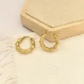 Edelstahl Bambus Creolen Detailansicht, retro goldfarben geometrischer Schmuck für Damen. - Unterteilter Bambus-Hoop-Stil (XL1-002)