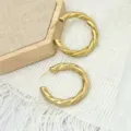 Vergoldete gedrehte Creolen für Damen, Edelstahl Retro minimalistischer Schmuck. - Gedrehter Seil-Hoop-Stil (XL1-008)