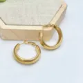 Klobige goldene Creolen aus Edelstahl, schlichtes minimalistisches Design für den Alltag. - Polierter Galvanisierter Hoop-Stil (XL1-018)