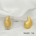 Elegante goldene gehämmerte tropfen ohrringe edelstahl minimalistischer ohrschmuck damen - Gehämmerter Tränenstil (XL1464-48)