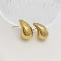 Elegante goldene Tropfen-Ohrstecker für Damen, minimalistischer Edelstahl Schmuck. - Glatter Polierter Tropfenstil (XL1-025)