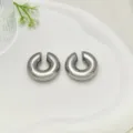 Edelstahl klobige Ohrmanschetten, silberne Metall minimalistische geometrische Ohrringe. - Silber Polierter Dickwandiger C-Hoop-Stil (XL1-028)