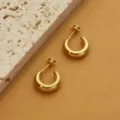 Klobige goldene Creolen für Damen, minimalistischer Edelstahl Schmuck Retro Chic. - Kleiner Dicker Runder Hoop-Stil (XL1464-01)