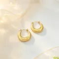 Goldene dicke Creolen Ohrringe, stilvoller Retro Edelstahl Metall minimalistischer Schmuck Variante. - Exquisiter Halbrunder Dicker Stil (XL1-029)