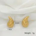 Goldene Tropfen Steppmuster Ohrringe, Edelstahl Retro geometrischer Damenschmuck. - Rautenmuster Tränenstil (XL1464-39)