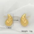 Elegante goldene gesteppte tropfenförmige Ohrringe Edelstahl geometrischer Schmuck Damen - Aufgeblasener Gewebter Tränenstil (XL1464-40)