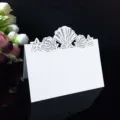 White laser cut seashell starfish place card table card for wedding party decor detail - Ocean Shell Starfish Style (XWK-12)