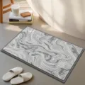 Tapis de bain en chenille moderne minimaliste tapis de sol absorbant épais pour la maison. - Marbre gris nuage