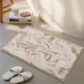 Tapis de sol absorbant antidérapant en chenille moderne pour porte de salle de bain et salon - Marbre brun nuage