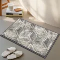 Tapis de bain géométrique moderne en chenille, tapis de sol absorbant épais pour salle de bain. - Losange de cristal